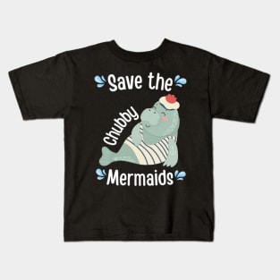 Save The Chubby Mermaids Manatee cute Kids T-Shirt